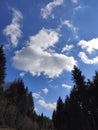 Sky with clouds heart in spring