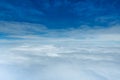 Sky and clouds at hight of 32,000 feet. Royalty Free Stock Photo