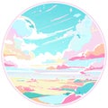 Sky clouds of land external view outside circle window wind blowing vector