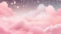 Sky clouds landscape background, pink sky with clouds and stars, vector illustration Royalty Free Stock Photo