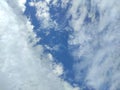 Sky with clouds. Meteorology, climate.Sky with clouds.White, fluffy clouds in blue sky.Sun rays and clouds.