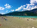 Sky, clouds, mountains and the beach Royalty Free Stock Photo