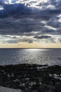 Sky with clouds over black sea at Giardini-Naxos, Sicily, Italy Royalty Free Stock Photo