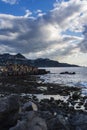 Sky with clouds over the sea at Giardini-Naxos, Sicily, Italy Royalty Free Stock Photo