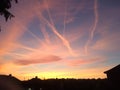 Sky With Clouds And Plane Trails