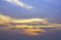 Sky and clouds reflected sunset light