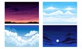 Sky with Clouds Scudding Across It and Staying Still Vector Scene Set Royalty Free Stock Photo