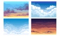 Sky with Clouds Scudding Across It and Staying Still Vector Scene Set Royalty Free Stock Photo