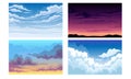 Sky with Clouds Scudding Across It and Staying Still Vector Scene Set