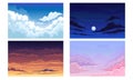 Sky with Clouds Scudding Across It and Staying Still Vector Scene Set