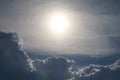 Sky clouds sun backlight blue white white detail Royalty Free Stock Photo