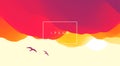 Sky with clouds and sun. Beautiful sunrise with seagulls silhouettes. Relaxing background. Motion vector Illustration