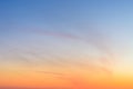 Sky and clouds at sunset, abstract colorful background, orange and blue. Royalty Free Stock Photo