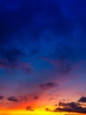Sky with clouds during sunset. Sky gradient. Clouds and blue sky. A high-resolution photograph. Royalty Free Stock Photo