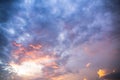 Sky with Clouds at Sunset or Sunrise Background, HDR Royalty Free Stock Photo