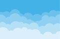 Sky and clouds vector cloudy cartoon isolated on blue background