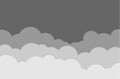 Sky and clouds vector cloudy cartoon isolated on dark background