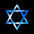 Sky color Sacred Star of David vector symbol. Shield of david. Magen illustration, icon Royalty Free Stock Photo
