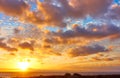 Sky with clouds above the Atlantic Ocean at sunset