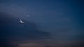 Sky Crescent Moon Night Ramadan Eid Background Star Dark Blue Islamic Card Kareem Islam Ramazan Arabian Mubarak Sunset Muslim Arab