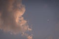 Sky, cresent moon and colorful clouds