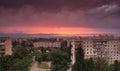 sky with dark clouds and red light Royalty Free Stock Photo