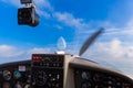 Sky and dashboard of private sport plane Royalty Free Stock Photo