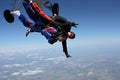 Skydive tandem two friends together Royalty Free Stock Photo