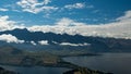 Sky diver landing in scenic Queenstown