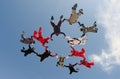 Sky diving group of friends Royalty Free Stock Photo