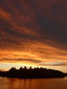 Powerful sunset on a lake