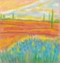 Sky and fields - abstract colorful background by pastel