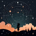 sky filled with constellations and zodiac signs isolated illustration Royalty Free Stock Photo