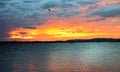 `Sky on fire`: sunset of Nicaragua Lake, Ometepe Island, Nicaragua Royalty Free Stock Photo