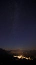 Sky full of stars over Cortina d`Ampezzo in the Dolomites, Italy