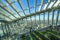 Sky Garden is a glass covered atrium. It is open to the public, Tourists exploring the views of London, UK, 2017 Royalty Free Stock Photo