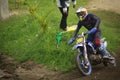 A dirt bike rider standing maneuver in Sky Garden Motocross Racing Event. Photos taken on 9 January 2022 Royalty Free Stock Photo