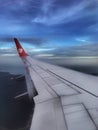 Sky and ground view from airplane window