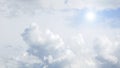 Sky.Heaven background. clouds background.White clouds and sun rays in a light blue sky. The sky in light pastel colors Royalty Free Stock Photo