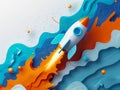 Sky High Adventure: A Vibrant Illustration of a Rocket\'s Colorfu Royalty Free Stock Photo