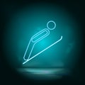 Sky jumping blue neon icon. Simple element illustration from map and navigation concept. Sky jumping blue neon icon