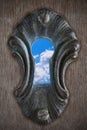 Sky in a keyhole Royalty Free Stock Photo