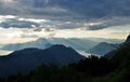 The sky and the Kotor bay mountains in the late afternoon Royalty Free Stock Photo