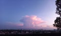 Sky land cloud trees city view blueorange landscape