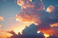 Sky landscape. Cloudscape. Breathtaking sky with clouds and sunshine. Generative AI.