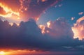 Sky landscape. Cloudscape. Breathtaking sky with clouds and sunshine. Generative AI.