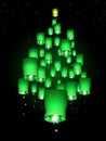 Sky lantern Christmas tree Royalty Free Stock Photo