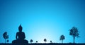Silhouette of Buddha statue. Royalty Free Stock Photo