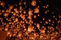 Sky lanterns firework festival,Chiangmai ,Thailand, Loy Krathong and Yi Peng Festival Royalty Free Stock Photo