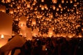 Sky lanterns firework festival,Chiangmai ,Thailand, Loy Krathong and Yi Peng Festival Royalty Free Stock Photo